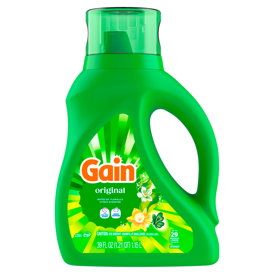 Gain Liquid Laundry Detergent Now with Odor Defense Original Scent 29 Loads - 39oz/6pk