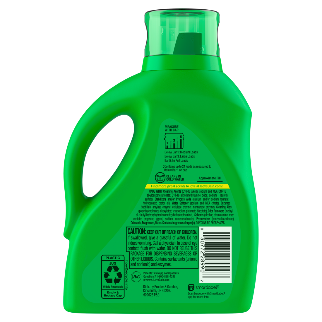Gain Plus Liquid Laundry Detergent Cleaner Fresher Now with Oxi Moonlight Breeze Scent 24 Loads - 32oz/6pk