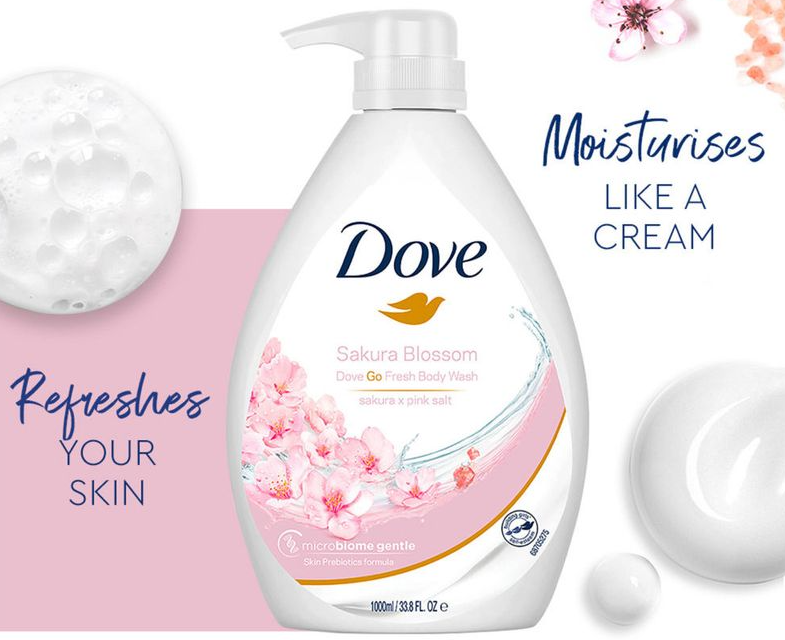 Dove Go Fresh Body Wash with Sakura Blossom & Pink Salt - 33.8oz/1L/12pk