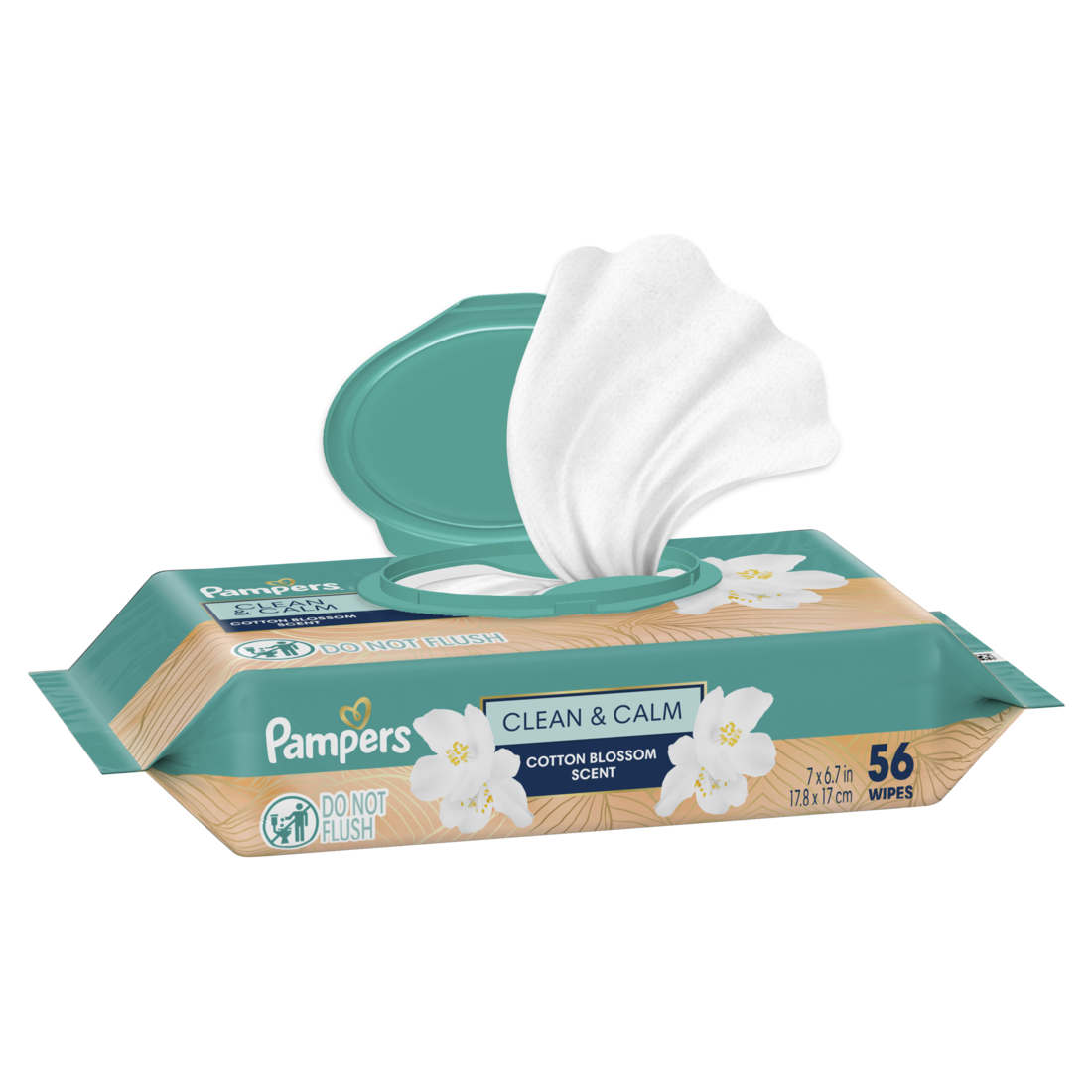Pampers Wipes Clean & Calm with Cotton Blossom Scent (1X Pop-Top Packs) - 56ct/8pk