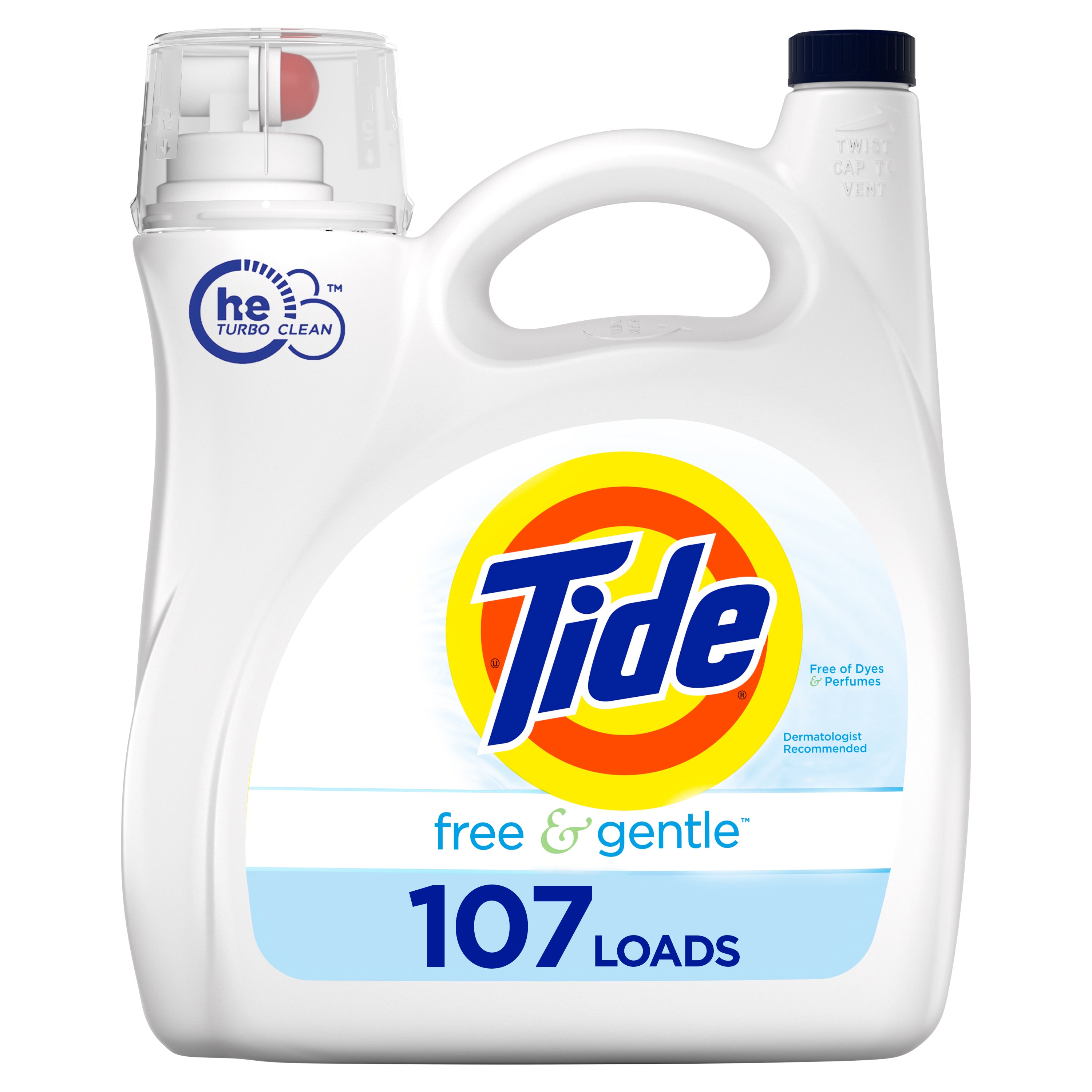 Tide Free & Gentle Liquid Laundry Detergent 107 loads - 154oz/4pk