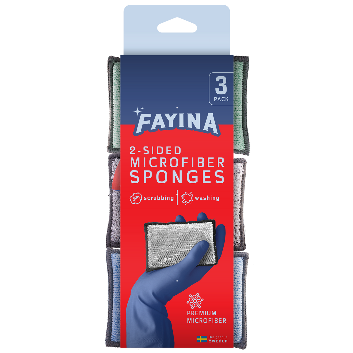 Fayina 2-Sided Microfiber Sponges - 3ct/12pk