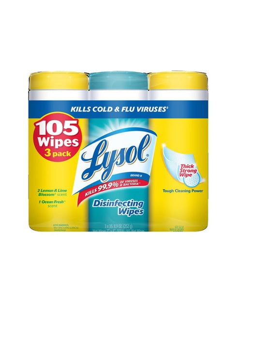 Lysol Disinfecting Wipes Lemon(2)+Lime Blossom(1) -3x35ct/4pk