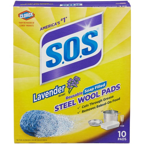 S.O.S. Steel Wool Soap Pads LAVENDER -10ct/6pk