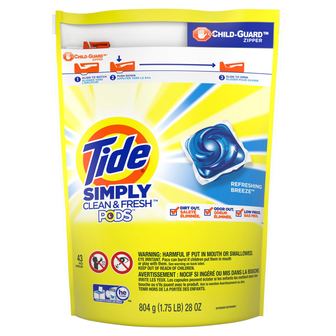 Tide PODS Simply Clean & Fresh Laundry Pacs Refreshing Breeze - 43ct/4pk