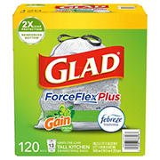 Glad ForceFlex 13 Gal Tall Kitchen Bags with Gain Odorshield - 120ct/1pk