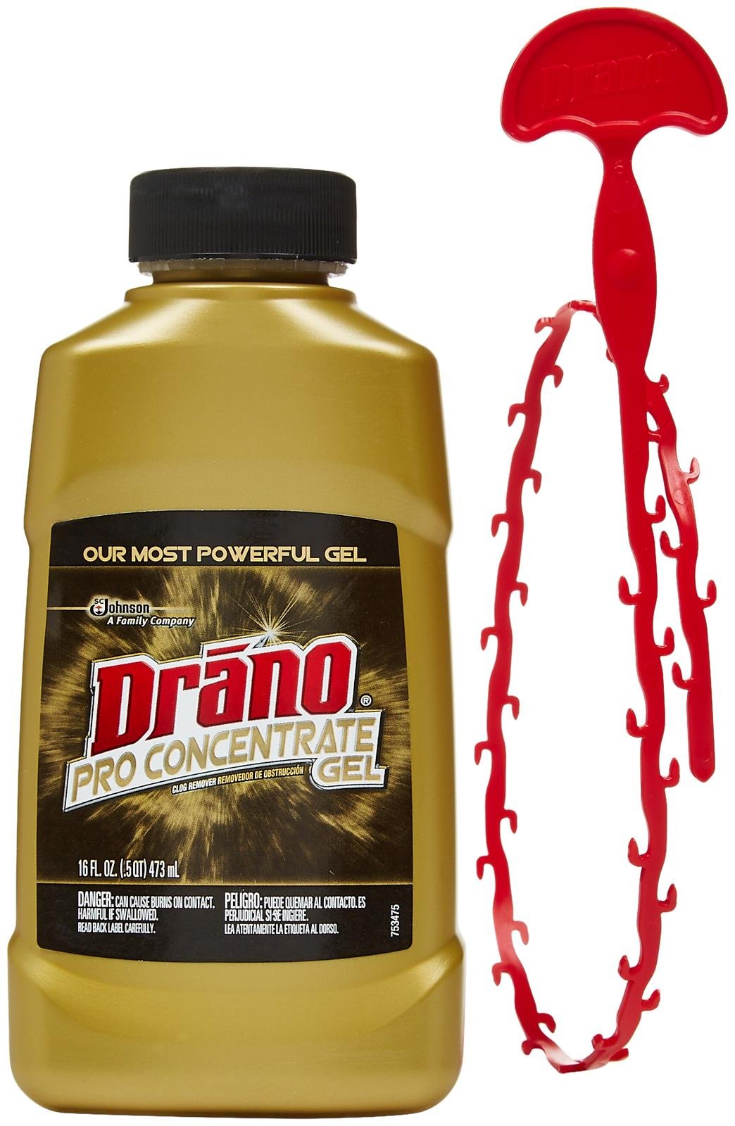 Drano Tool and Gel Drain Clog Remover and Cleaner with Snake Plus Tool 18”  16oz
