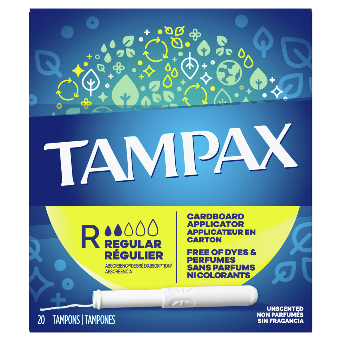 Tampax Cardboard Tampons Regular Absorbency Unscented - 20ct/24pk