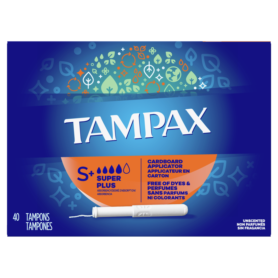 Tampax Cardboard Tampons Super Plus Absorbency - 40ct/12pk
