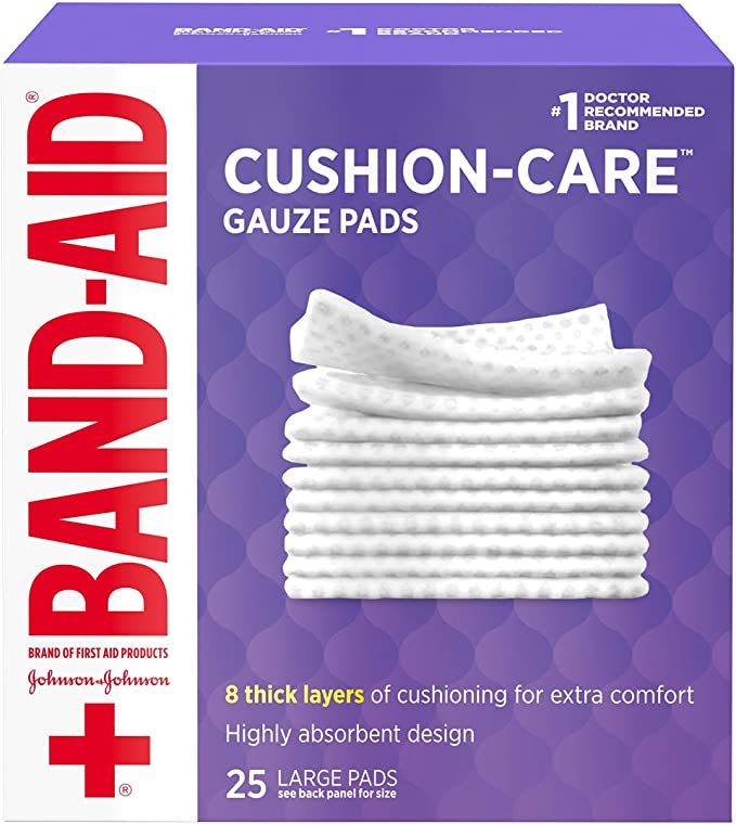 Band-Aid Brand Of First Aid Products Cushion-Care (Johnson & Johnson Red Cross)Gauze Pads Large 4" X 4" - 25ct/3pk