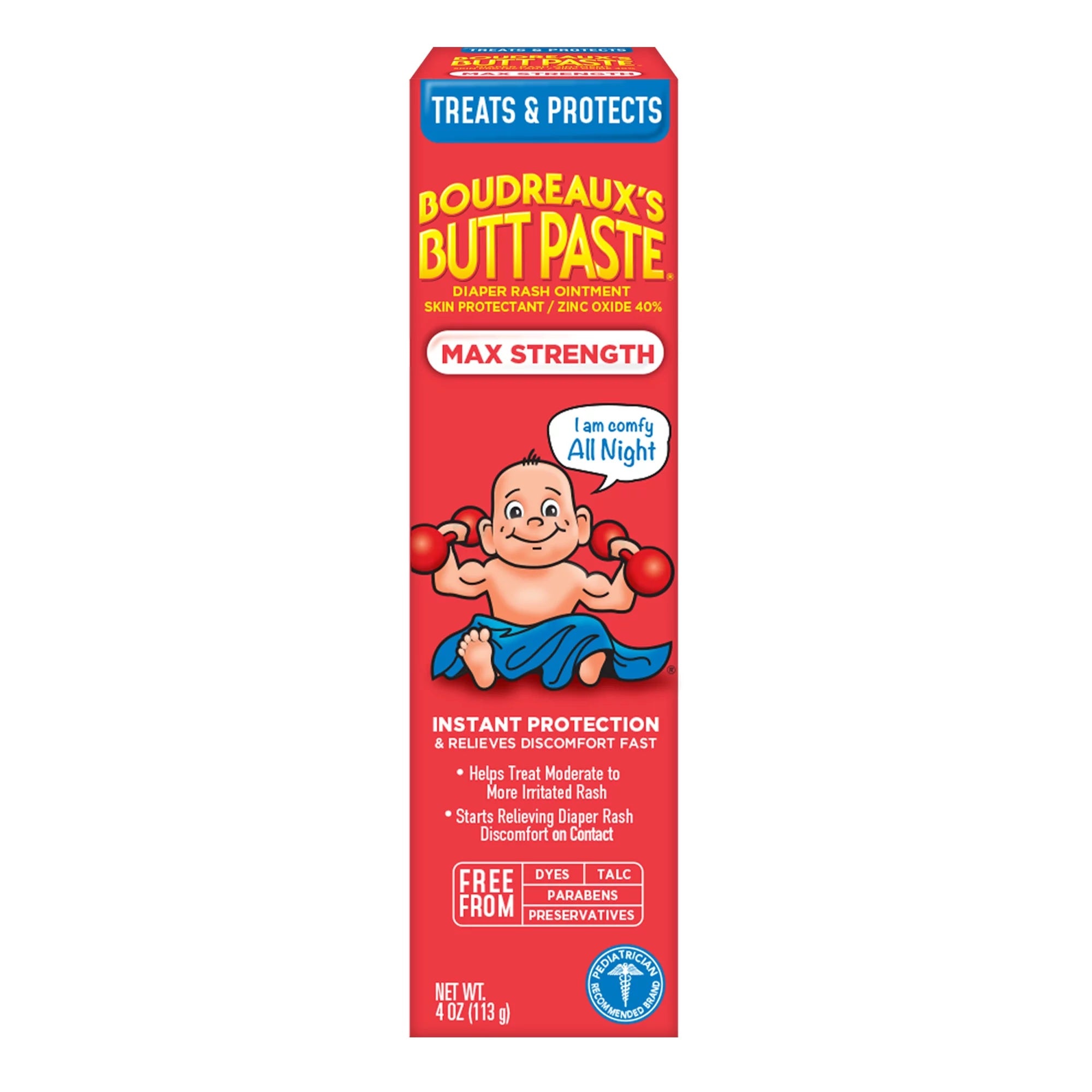 Boudreaux's Butt Paste Maximum Strength Diaper Rash Cream Tube for Baby - 4oz/3pk