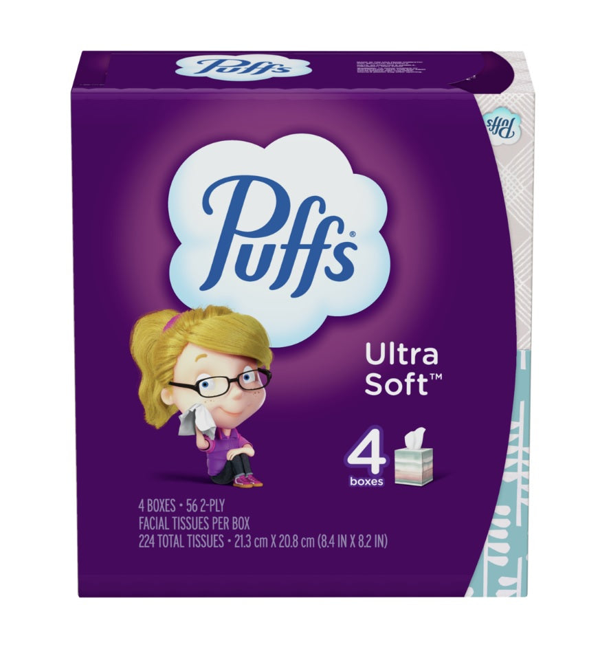Puffs Ultra Soft Facial Tissues 4 Cubes - 56ct/6pk