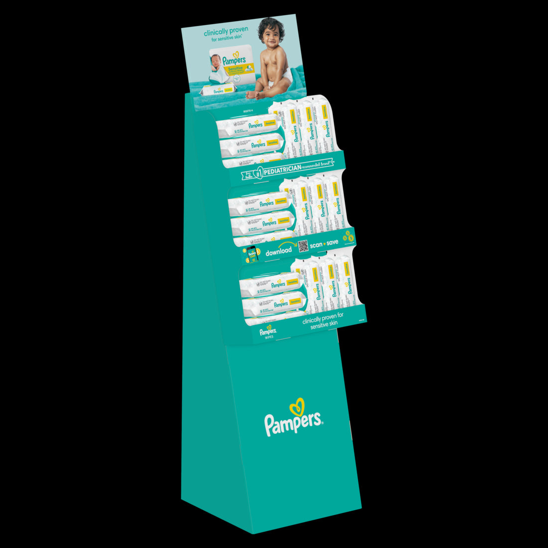 Pampers Baby Wipes Sensitive Perfume Free 1X Pop-Top Display - 56ct/18pk