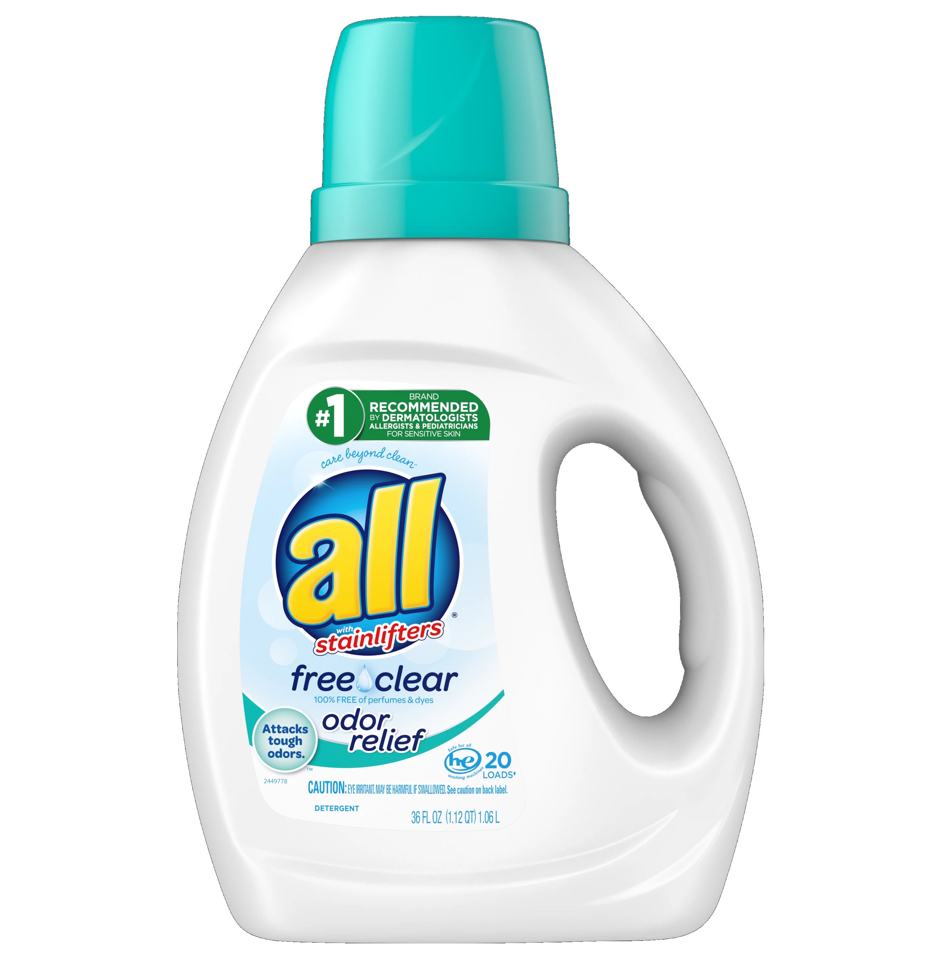 All Ultra Liquid Detergent Free Clear Odor Relief - 36oz/6pk