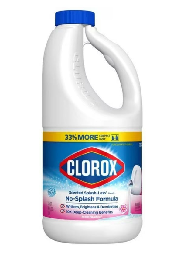 Clorox Bleach Liquid Splash-less Fresh Meadow Concentrated - 40oz/6pk
