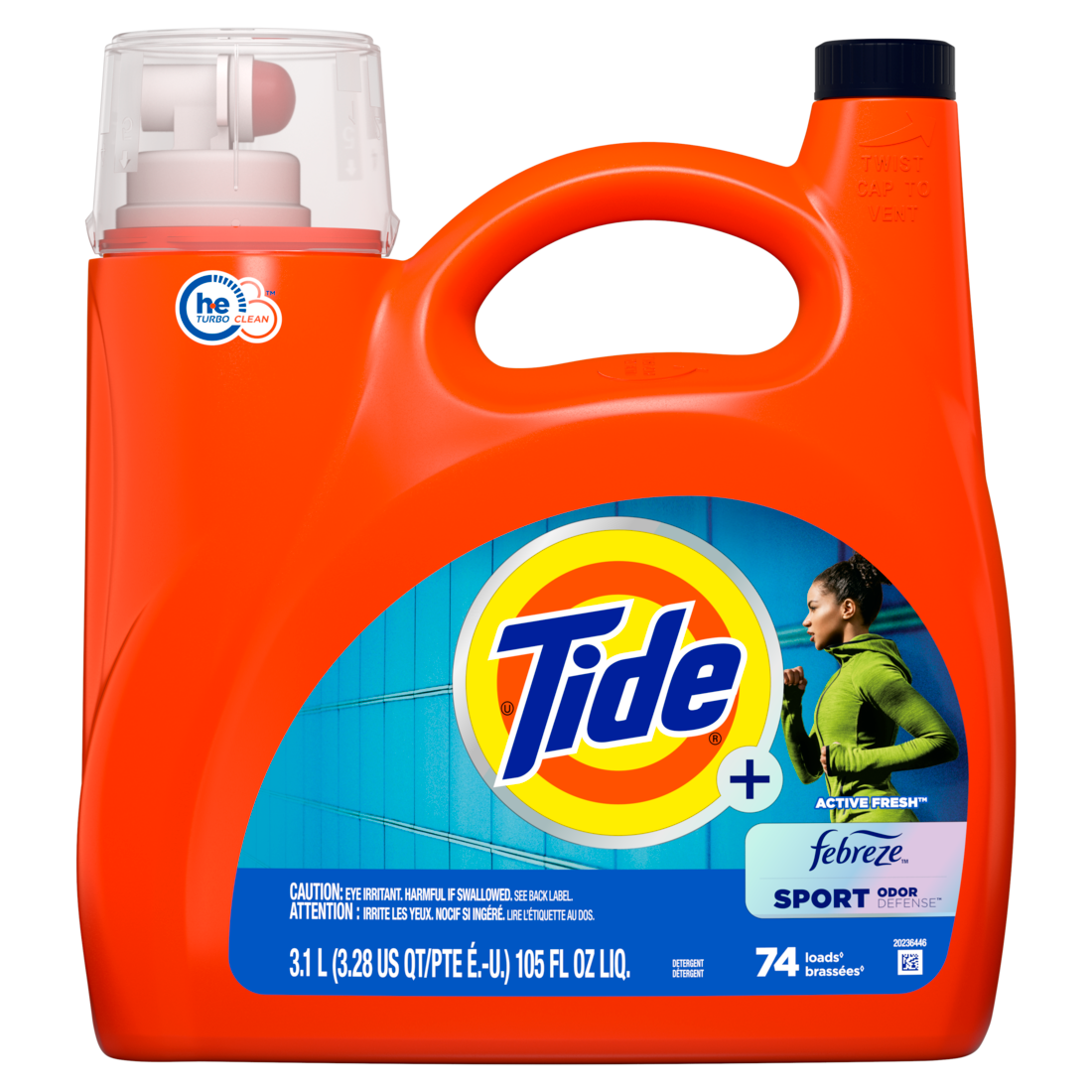 Tide Plus Febreze Sport Odor Defense HE Turbo Clean Liquid Laundry Detergent 74 Loads - 105oz/4pk