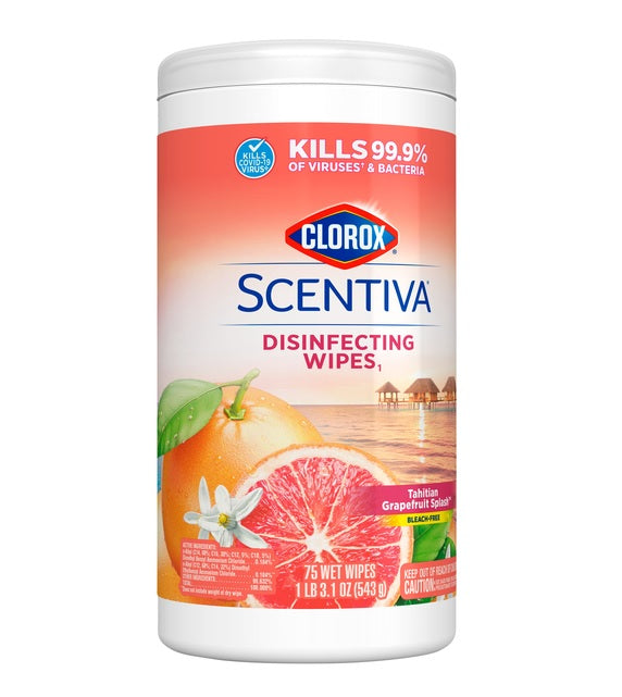 Clorox Scentiva Disinfecting Wipes Tahitian Grapefruit Splash - 75ct/6pk