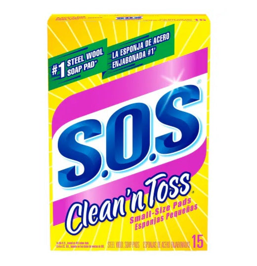 S.O.S. Clean 'n Toss Steel Wool Soap Pads - 15ct/6pk