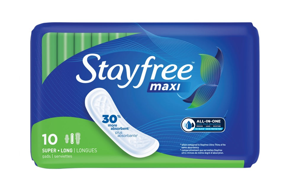 Stayfree Maxi Super Wingless Odor Control - 10ct/12pk
