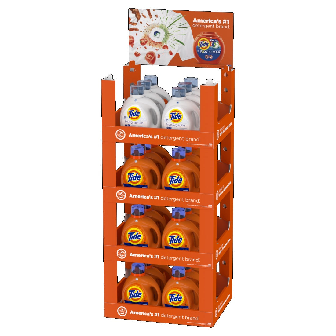 Tide Display In Store Tide Display Mix QDRP - 105oz/24pk(Tide HE Org-18ct,Tide HE Free-6ct)