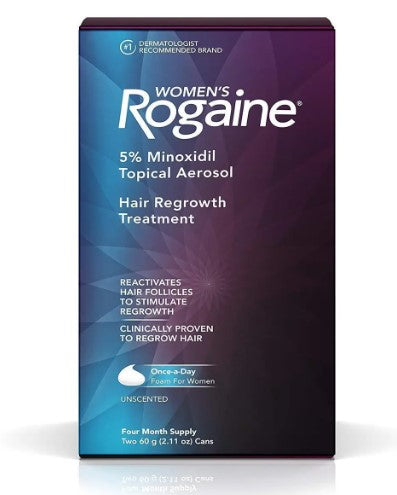 Rogaine Hair Regrowth Treatment FOAM 5% Minoxidil Topical Aerosol-Hair Regrowth Treatment 2% Minoxidil Topical Solution - 2ct/2pk