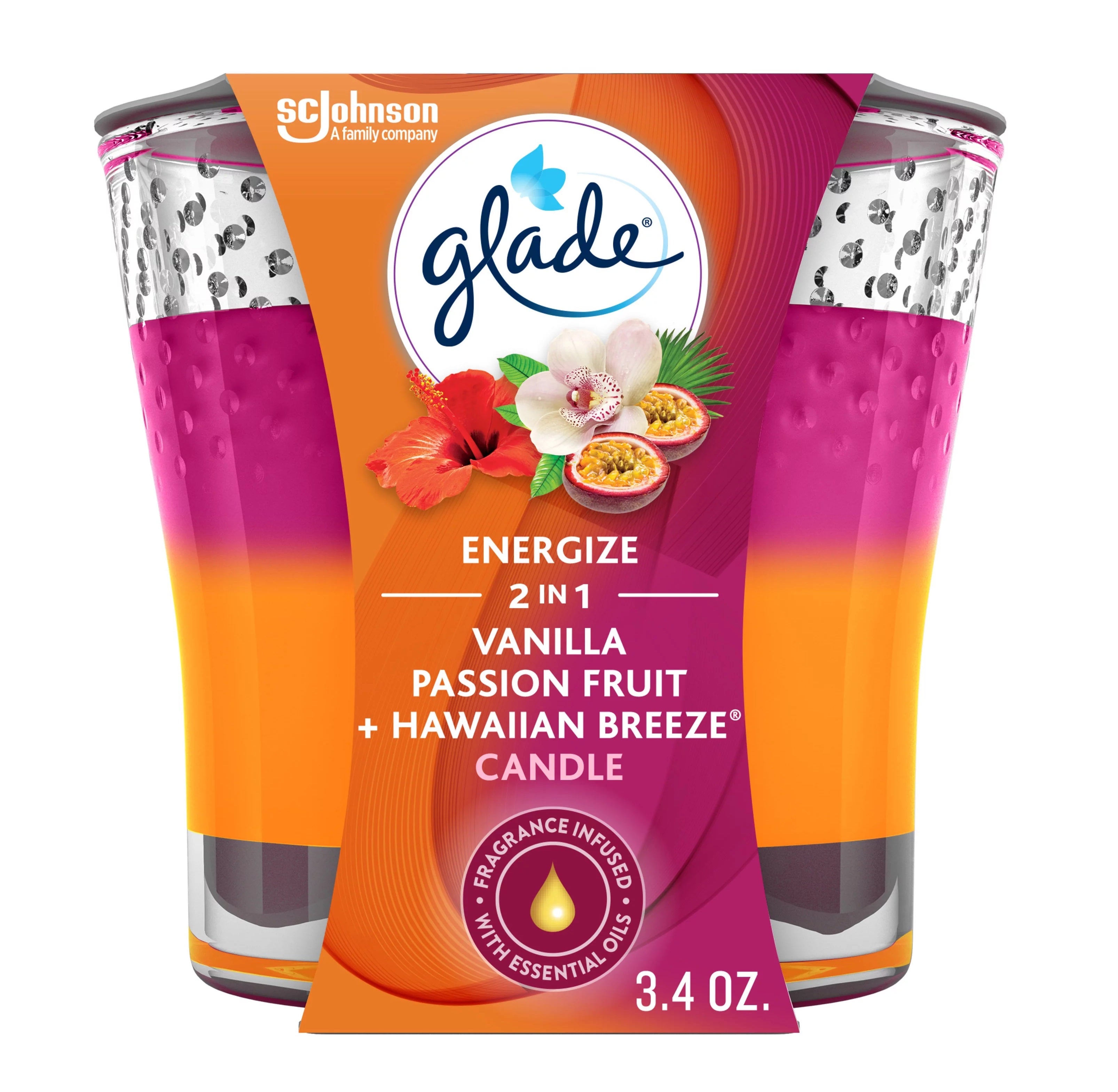 Glade@ Candle 2n1Jar Vanilla Passion Fruit & Hawaiian Breeze - 3.4oz/6pk