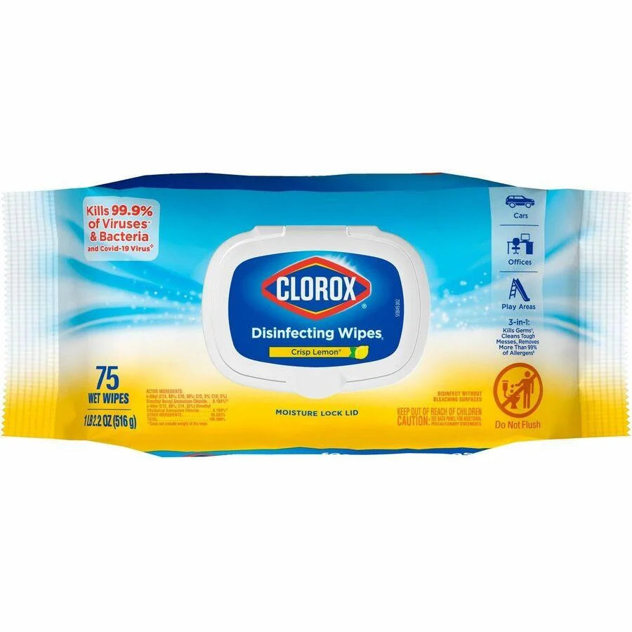Clorox Disinfecting Wipes Flex Pack Crisp Lemon - 75ct/6pk