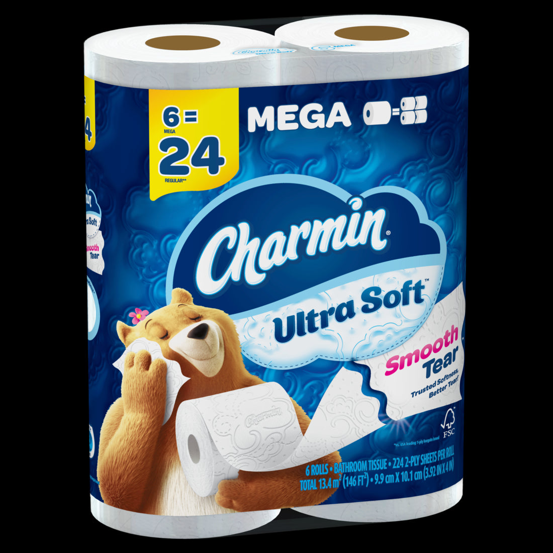 Charmin Ultra Soft Toilet Paper 6 Mega Rolls 224 Sheets Per Roll - 6ct/1pk