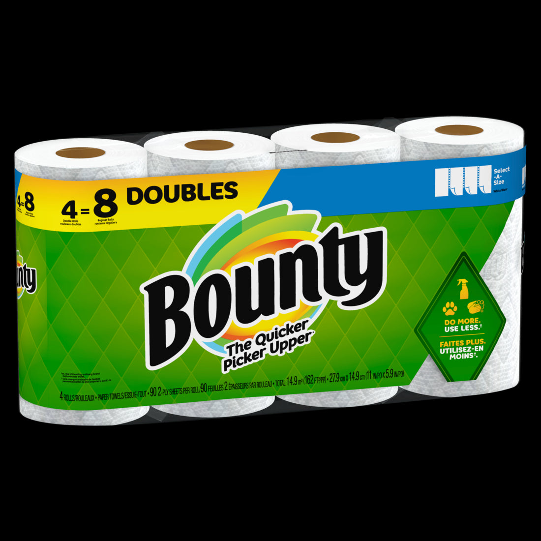 Bounty SAS Paper Towels 4 Double Rolls White 90 Sheets Per Roll - 4ct/1pk