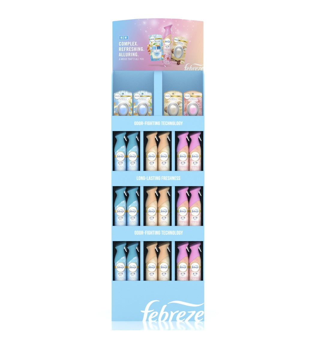 Febreze Mix Floor Stand Display Air Freshener Spray & Small Spaces Mixed Scent - 62ct
