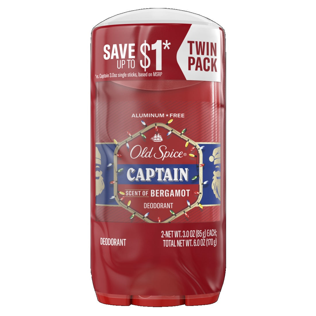 Old Spice Men's Holiday Twin Pack Captian Deodorant - 3oz/6pk