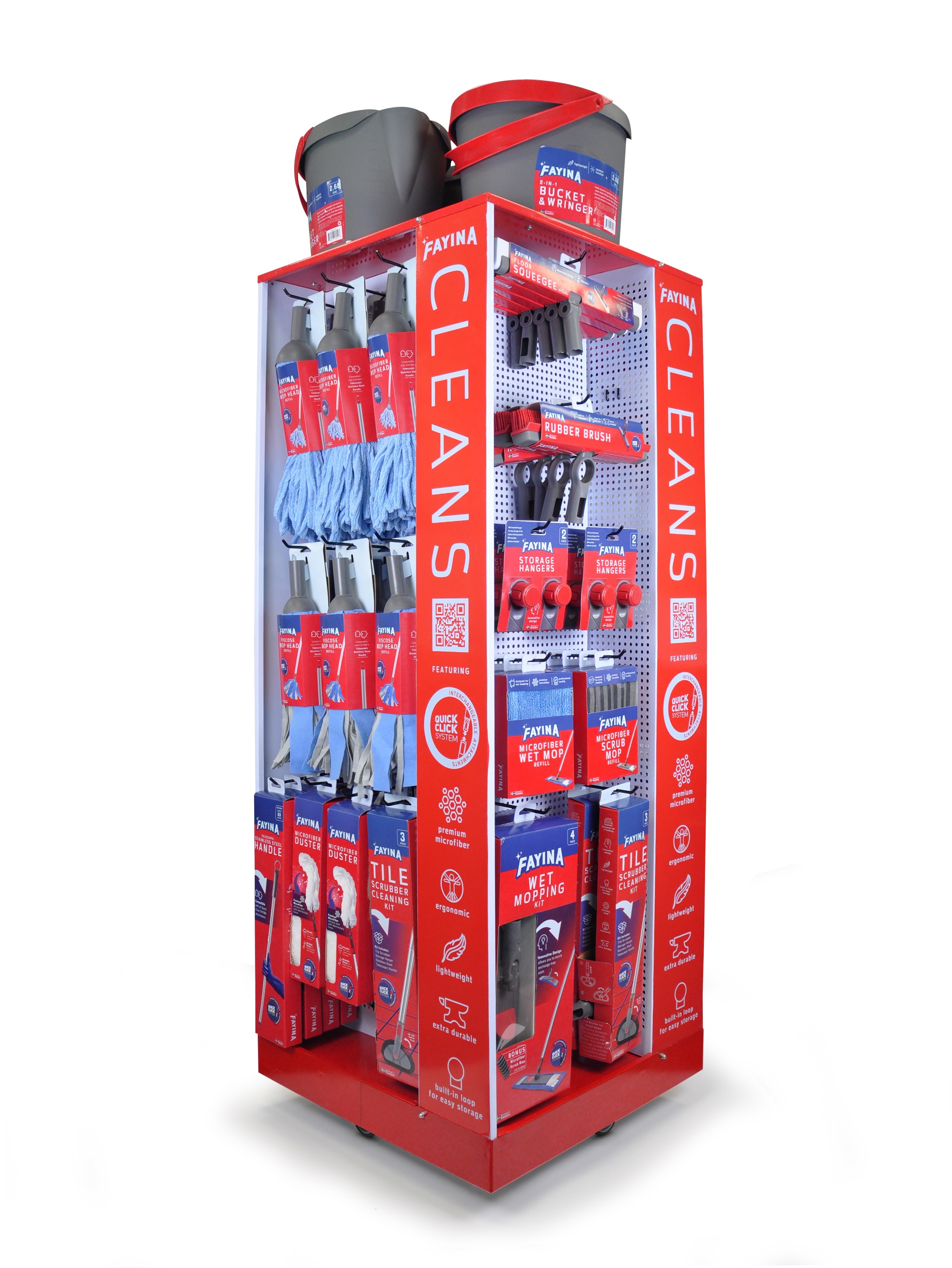 Fayina Point of Sale Display with 21 Fayina Cleaning Accessories - 109ct/1pk