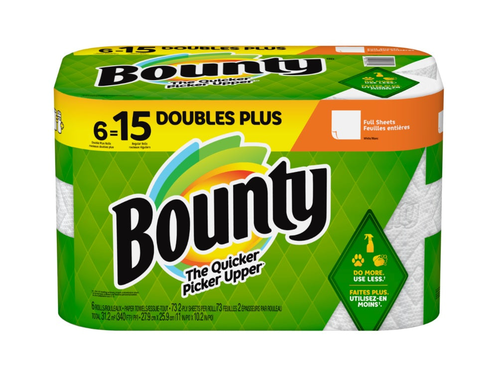 Bounty 6 Double Paper White 73 Sheets Per Roll - 6ct/1pk