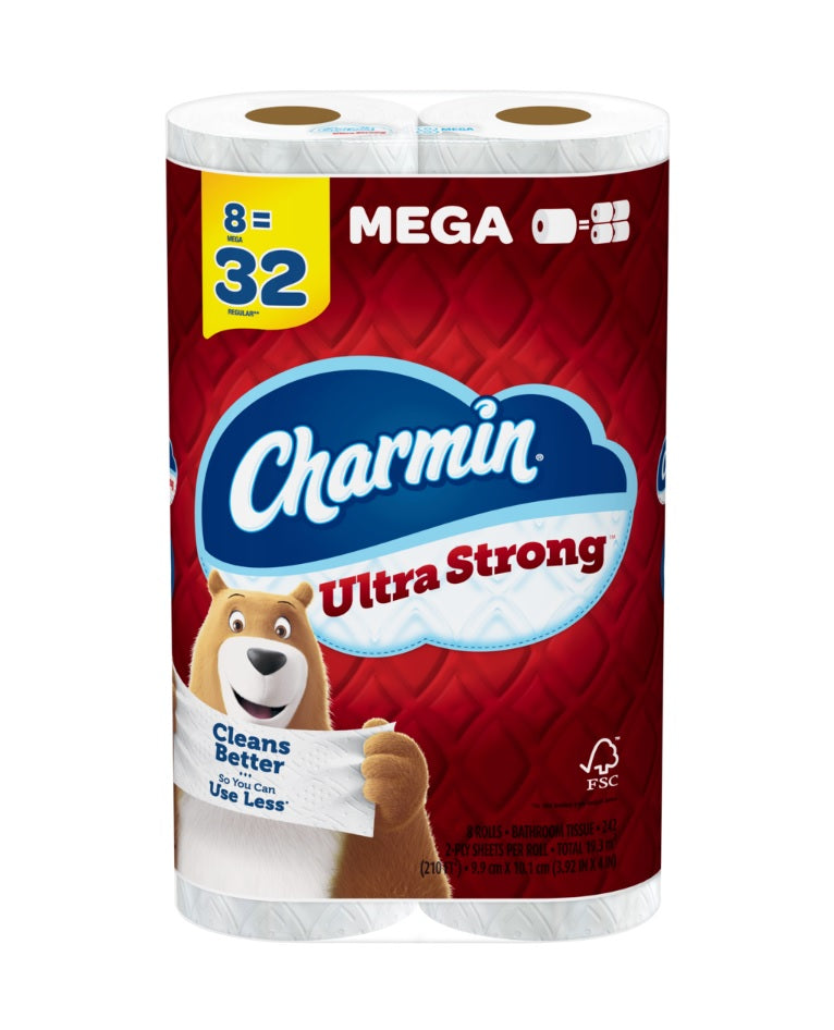 Charmin Ultra Strong Toilet Paper 8 Mega Rolls 242 Sheets Per Roll US - 8ct/1pk