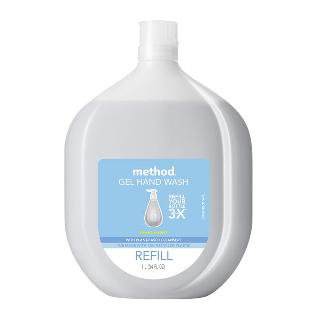 Method Gel Hand Wash Refill Sweet Water hdpe -34oz/4pk