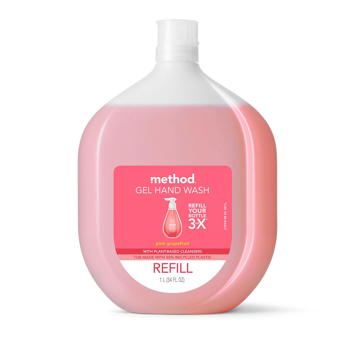 Method Gel Hand Wash Refill Pink Grapefruit hdpe - 34oz/4pk