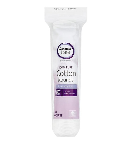 Signature Care 100% Cotton Rounds - 80ct/25pk