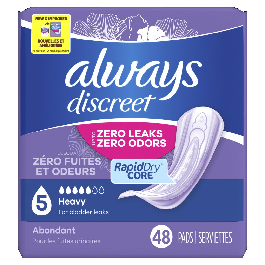 Always Discreet Heavy Absorbency Pads - 48ct/3pk