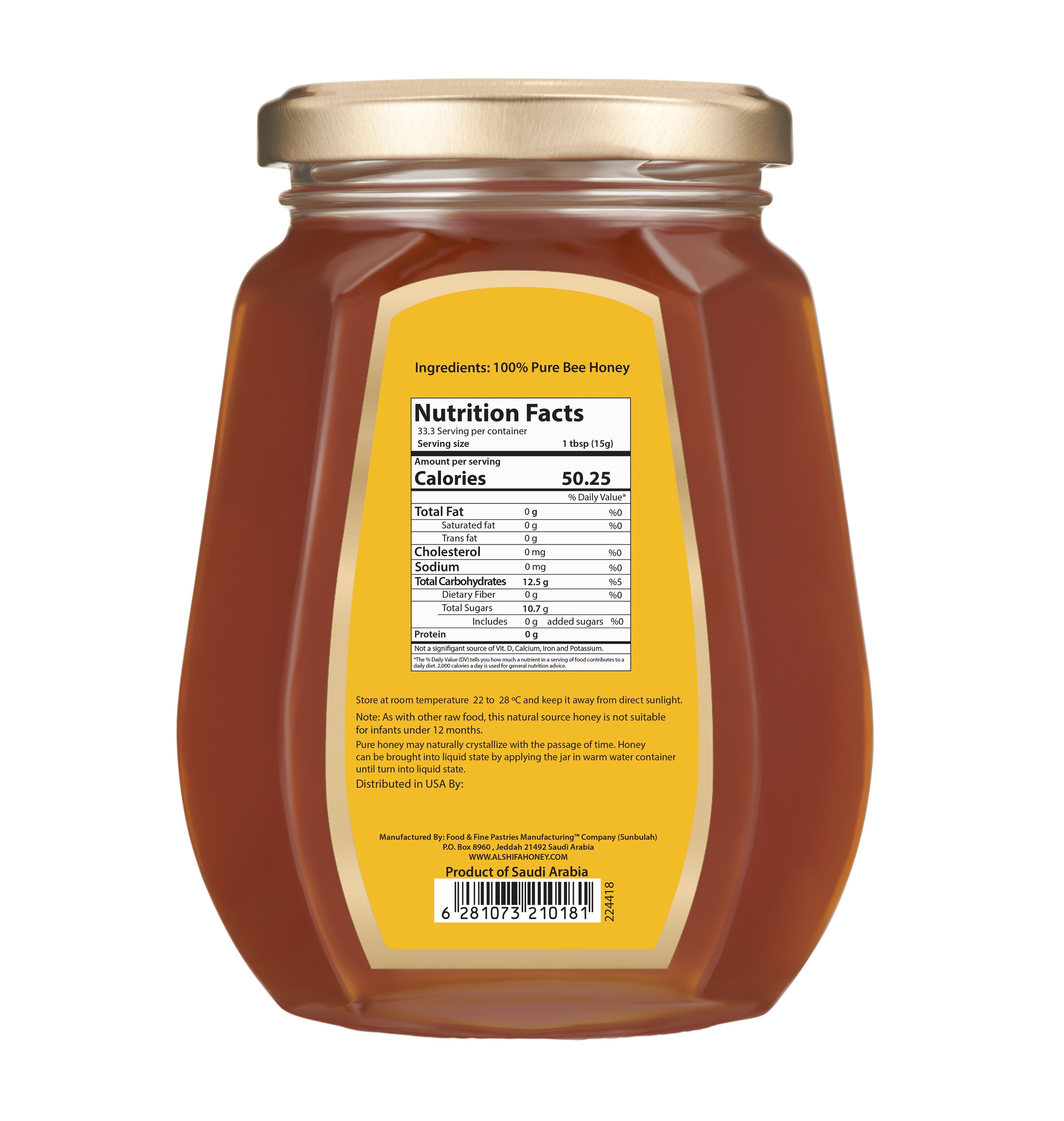 AlShifa Natural Honey - 500gm/12pk