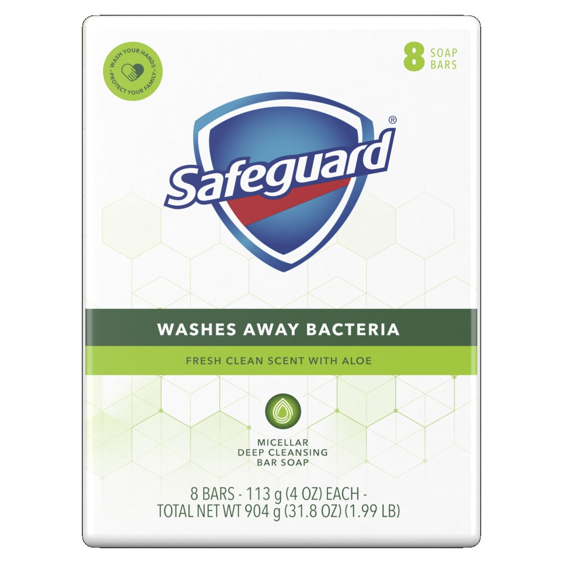 Safeguard 8-Bar Soap White w/Aloe - 4oz/6pk