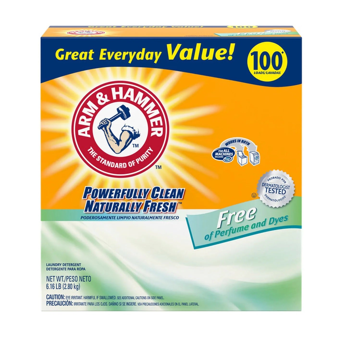 Arm & Hammer Powder Laundry Perfume & Dye Free 100 Loads - 6.16lb/4pk