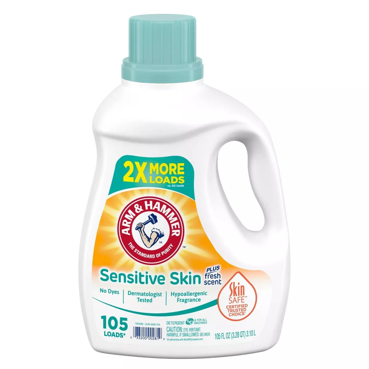 Arm & Hammer Liquid Laundry Sensitive Skin Plus Scent Dual HE - 105oz/4pk