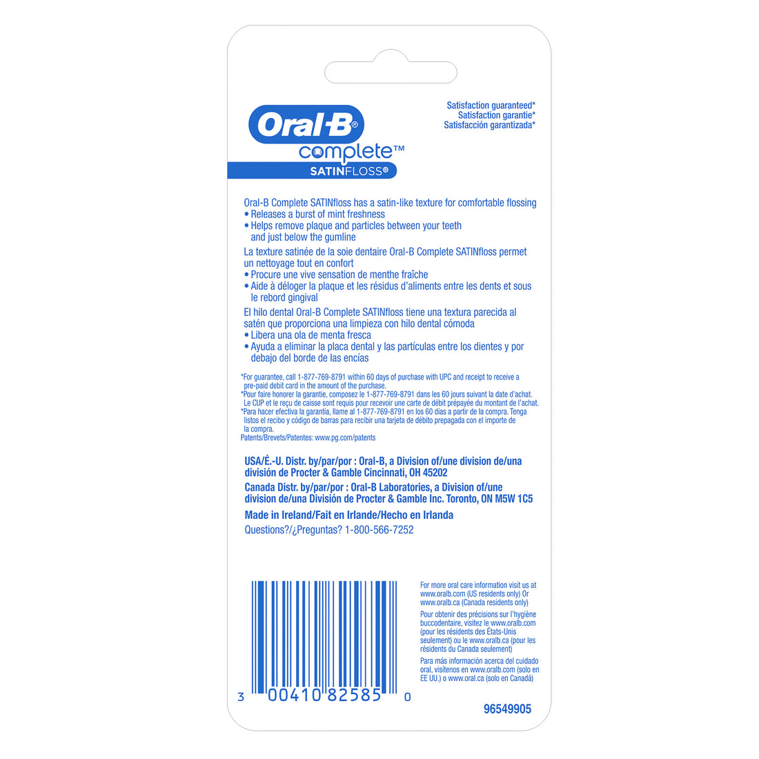 Oral-B Complete Mint SatinFloss, Comfort Grip, Value 2 Pack - 50m Each x 2/48pk