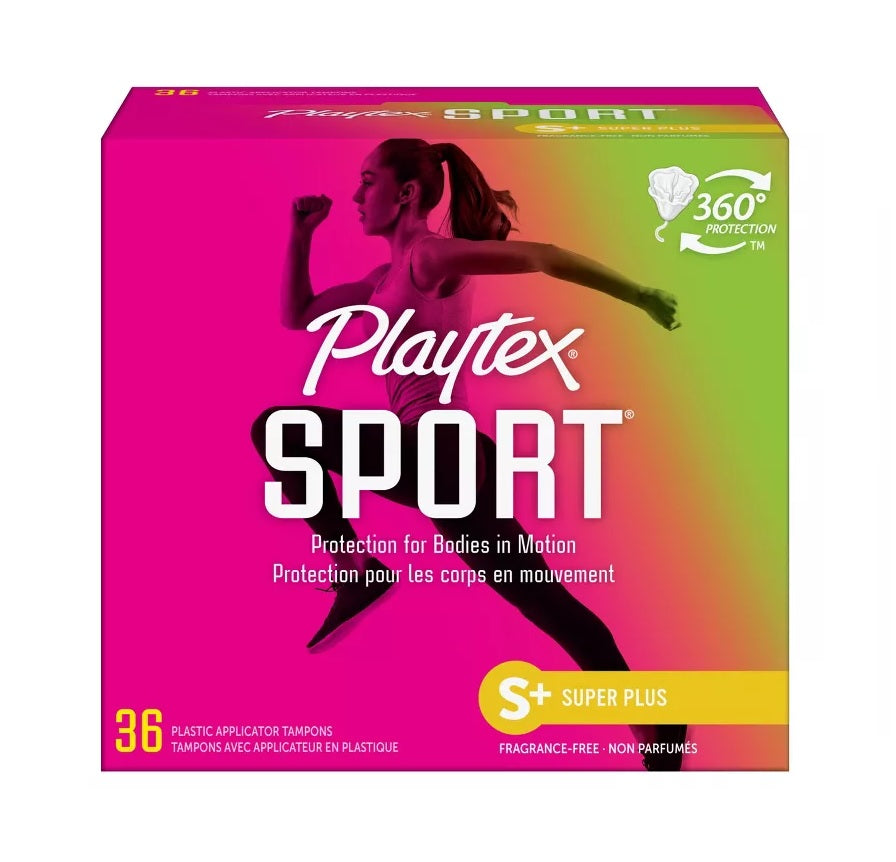 Playtex Sport Plastic Tampons Unscented Super Plus Absorbency - 36ct/12pk