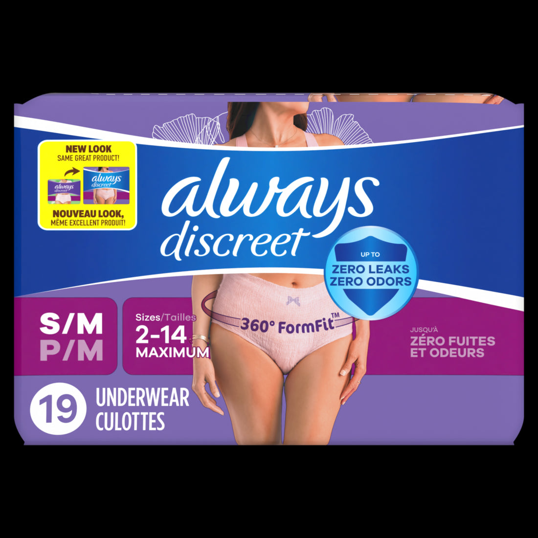 Always Discreet Adult Incontinence Underwear for Women & Postpartum Underwear S/M - 19ct/2pk