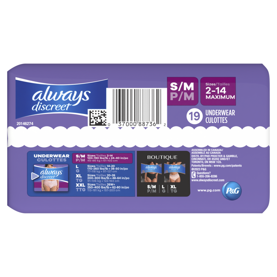 Always Discreet Adult Incontinence Underwear for Women & Postpartum Underwear S/M - 19ct/2pk