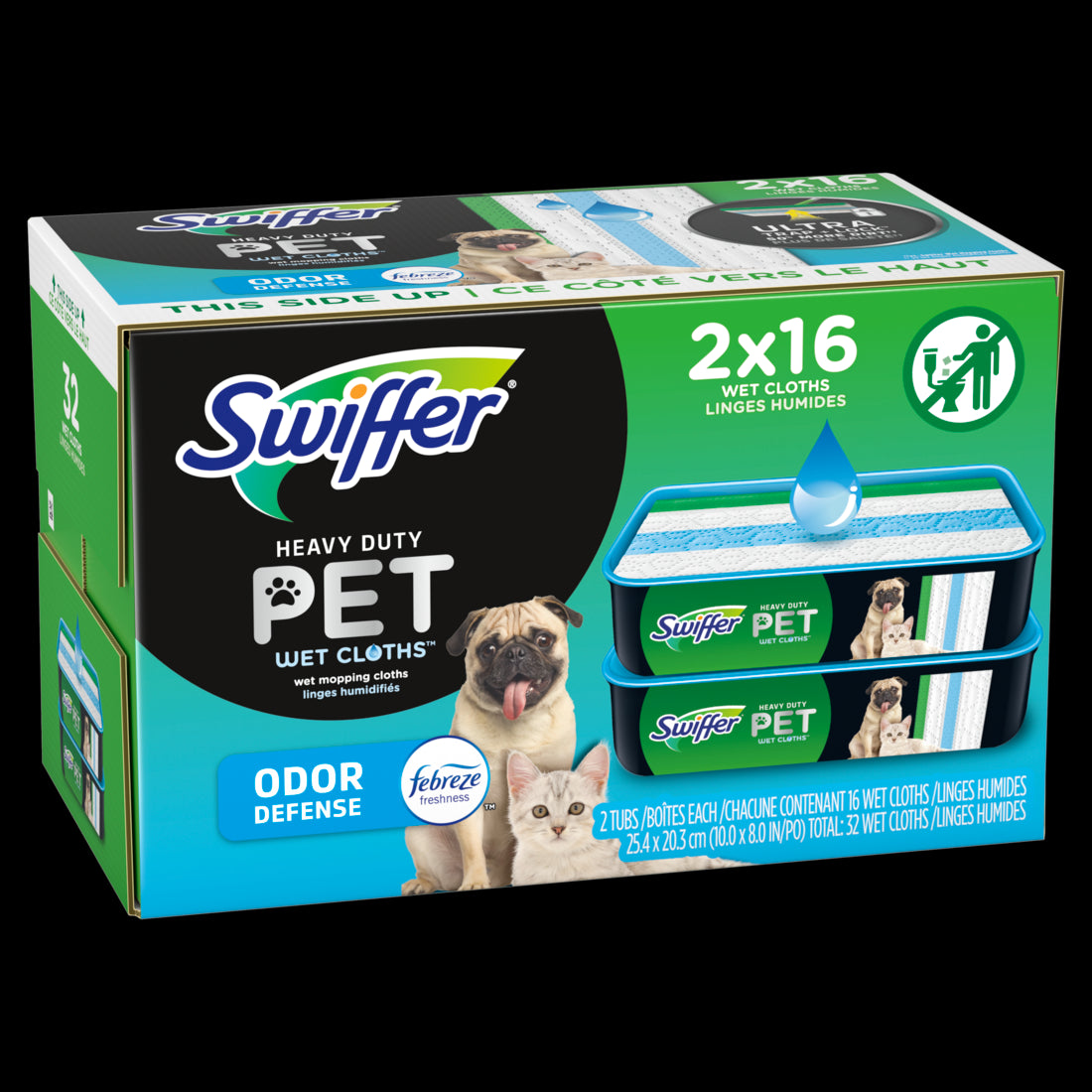 Swiffer Sweeper Pet Heavy Duty Multi-Surface Wet Cloth Refills Febreze Fresh Scent - 2x16ct/1pk