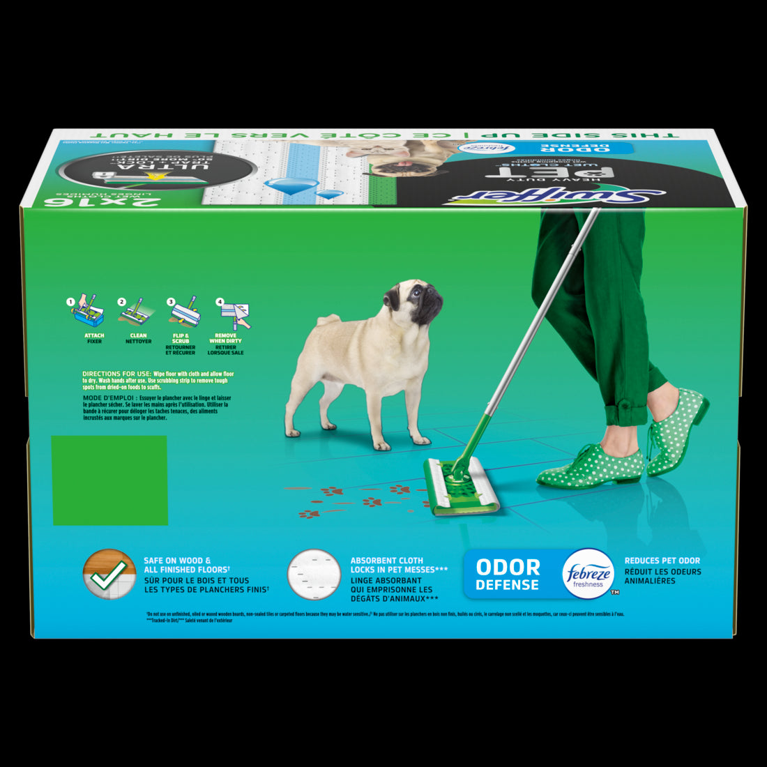 Swiffer Sweeper Pet Heavy Duty Multi-Surface Wet Cloth Refills Febreze Fresh Scent - 2x16ct/1pk