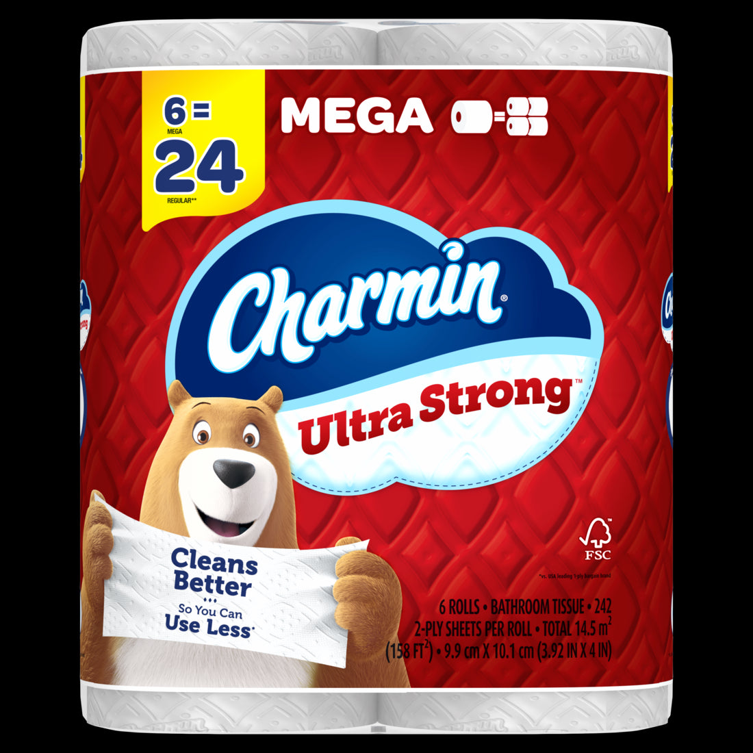 Charmin Ultra Strong Mega Roll Toilet Paper 242 Sheets Per Roll - 6ct/4pk