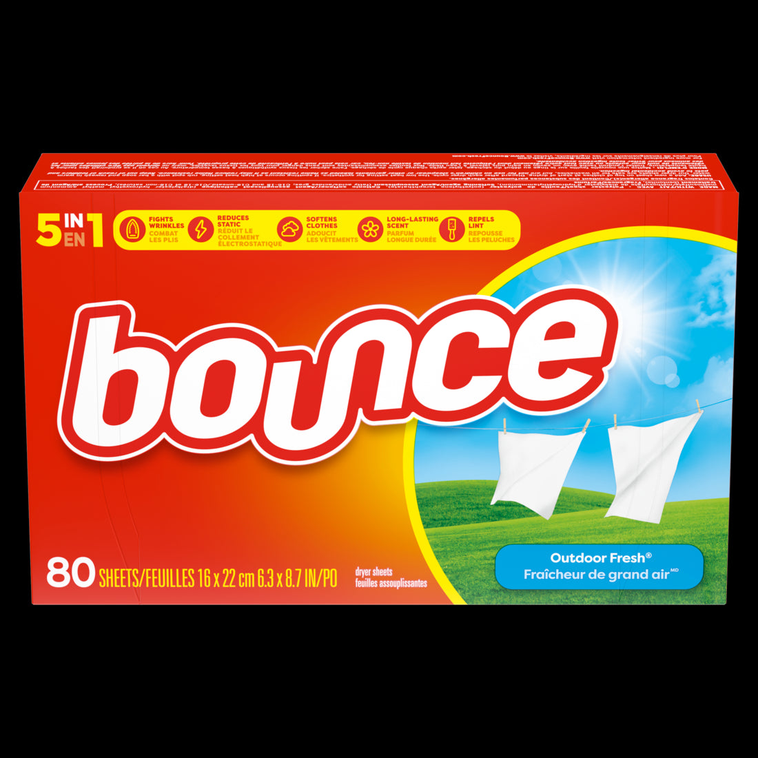 BOUNCE Fabric Sheets 4in1 OUTDOOR FRESH - 80ct/9pk